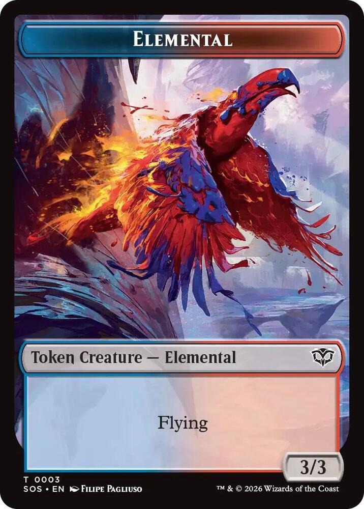 Elemental 0003 Treasure Double Sided Token 3 // 12 (Secrets of Strixhaven) - Foil
