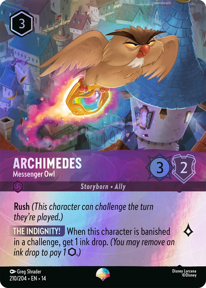 Archimedes, Messenger Owl 210/204 (Hyperia City) - Rainbow Holofoil