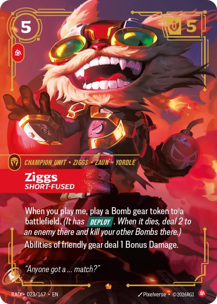 Ziggs - Short Fused 023/167 (Radiance) - Foil