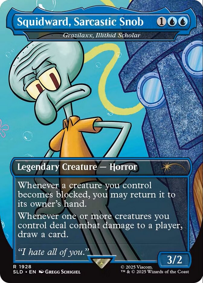 Squidward, Sarcastic Snob // Grazilaxx, Illithid Scholar 1928 (Secret Lair Drop Series) - Borderless