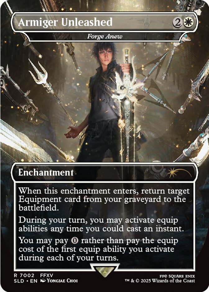 Armiger Unleashed // Forge Anew 7002 (Secret Lair Drop Series) - Borderless Rainbow Foil