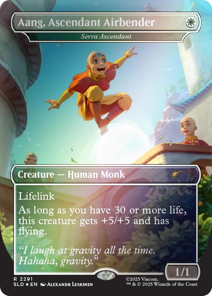 Aang, Ascendant Airbender // Serra Ascendant 2291 (Secret Lair Drop Series) - Borderless Rainbow Foil