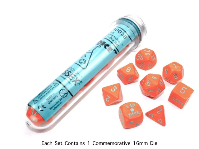 CHX 30038 Heavy Orange/turquoise Polyhedral 7-Die Set