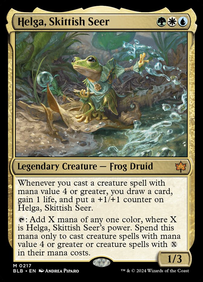 Helga, Skittish Seer 217 (Bloomburrow)