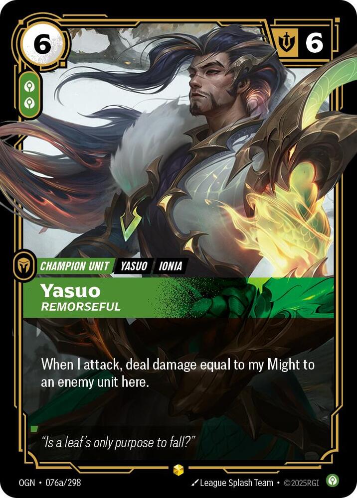 Yasuo - Remorseful 76a/298 (Origins) - Foil