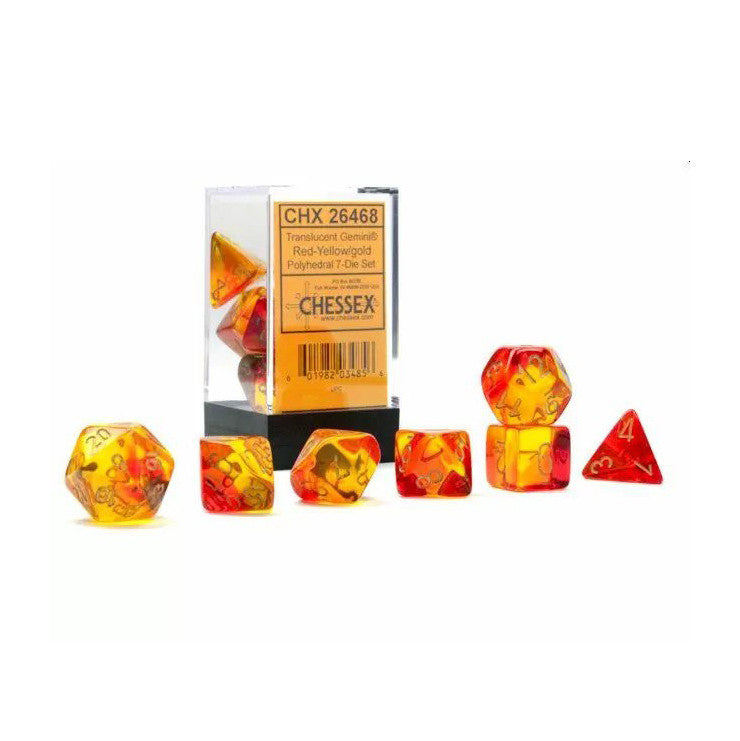 CHX 26468 Gemini Translucent Red-Yellow/gold Luminary 7-Die Set