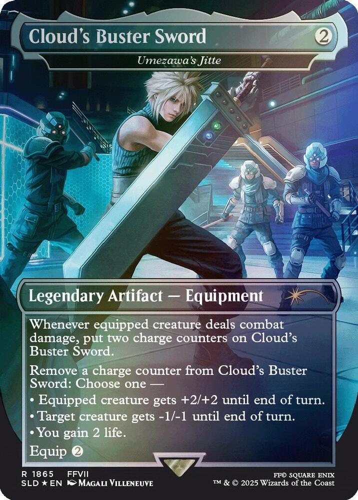 Cloud's Buster Sword // Umezawa's Jitte 1865 (Secret Lair Drop Series) - Borderless Rainbow Foil
