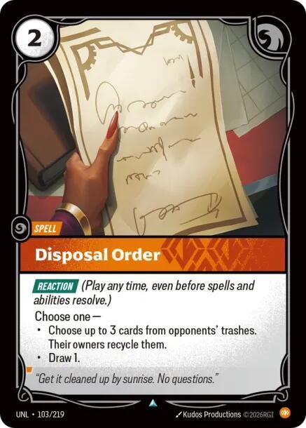 Disposal Order 103/219 (Unleashed) 