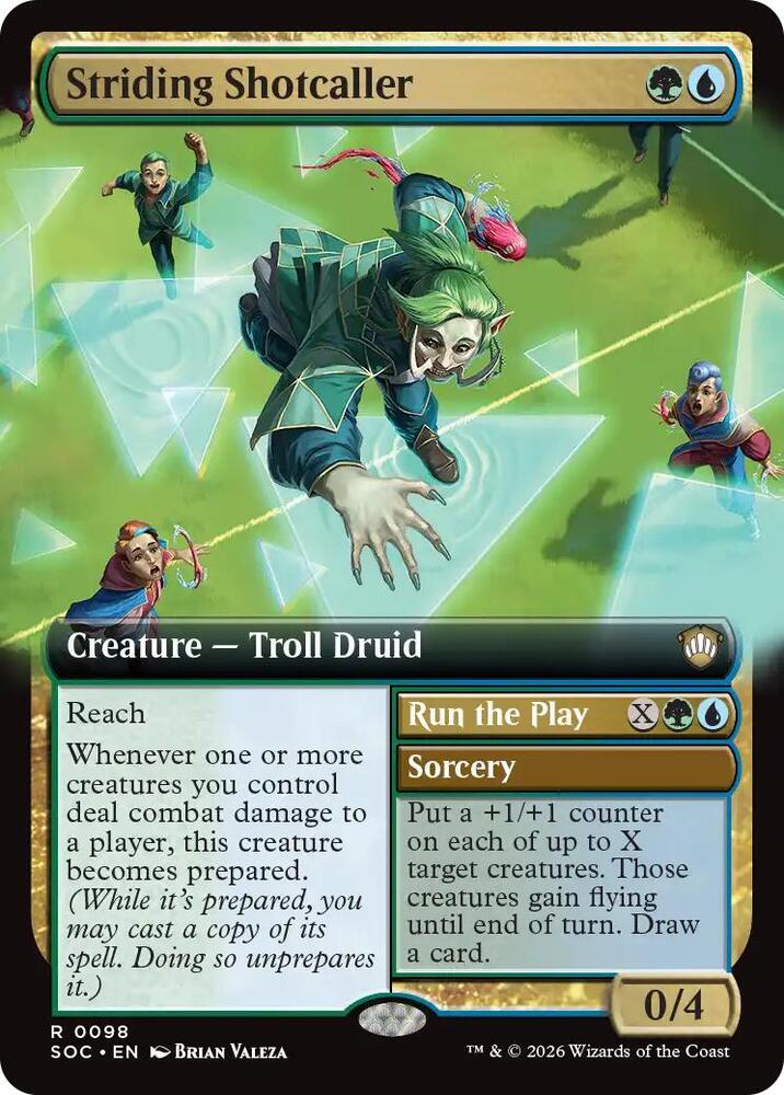 Striding Shotcaller Extended Art 98 (Commander: Secrets of Strixhaven) 