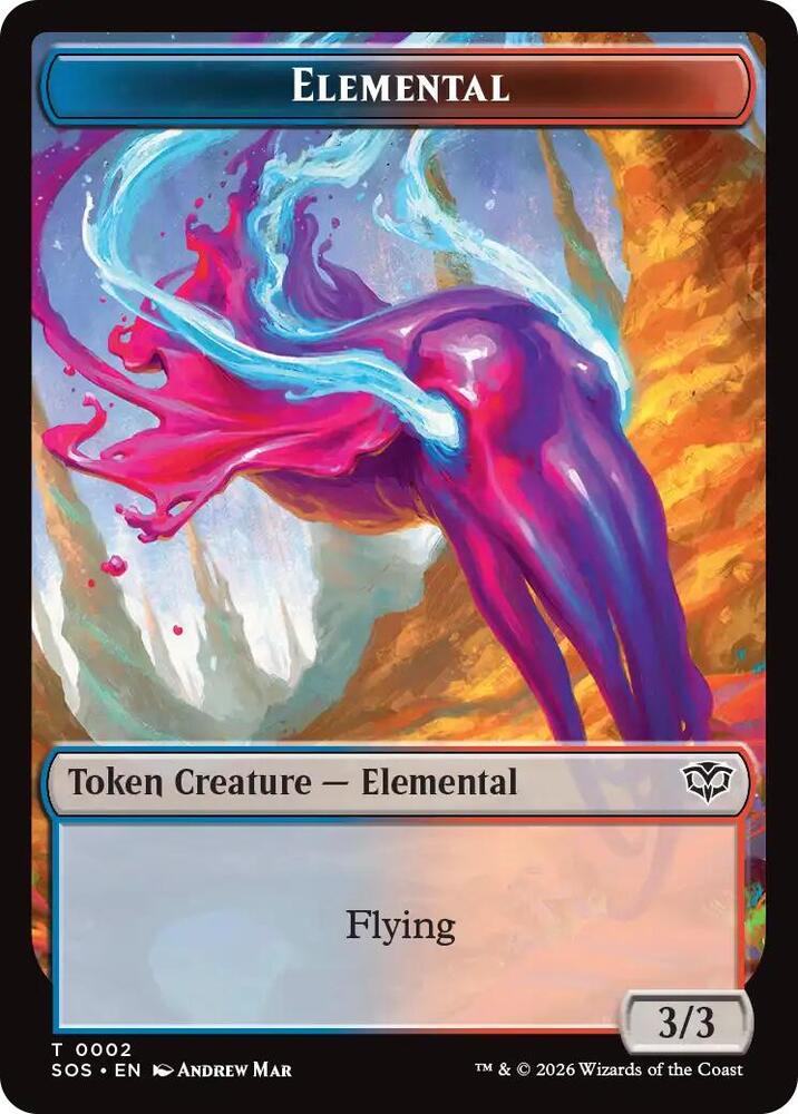 Elemental 0002 Treasure Double Sided Token 2 // 12 (Secrets of Strixhaven) 