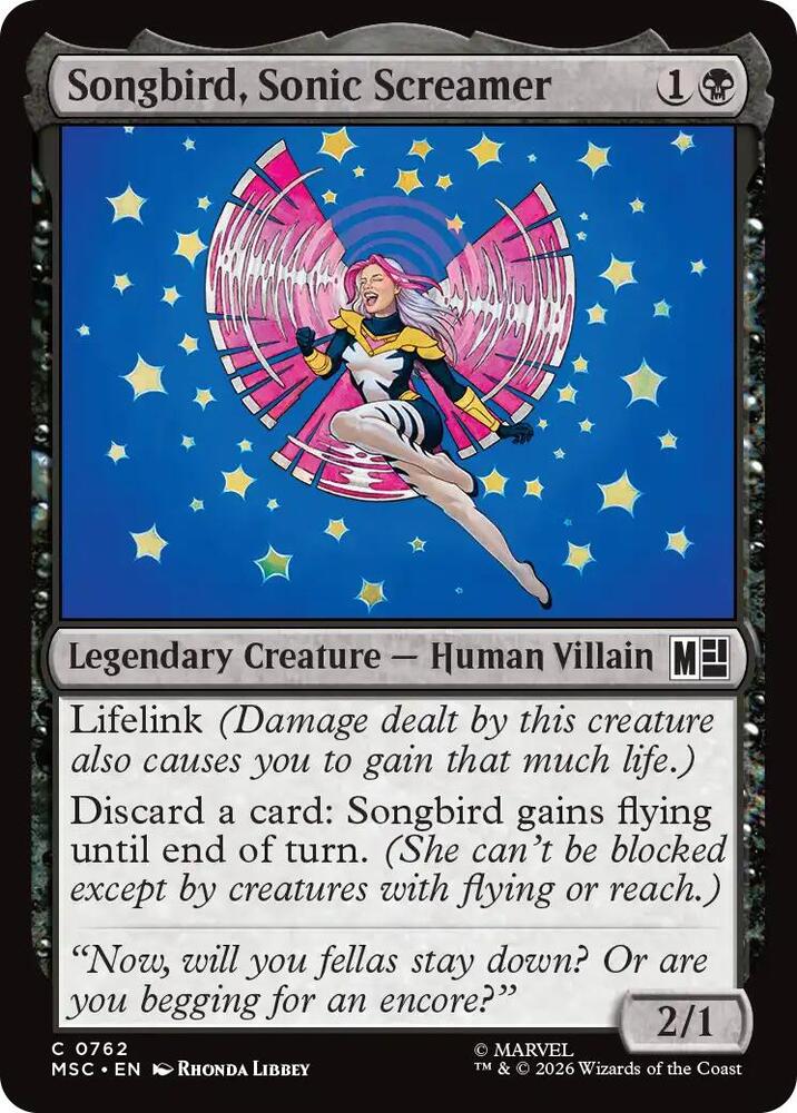 Songbird, Sonic Screamer 762 (Commander: Marvel Super Heroes)  - Foil