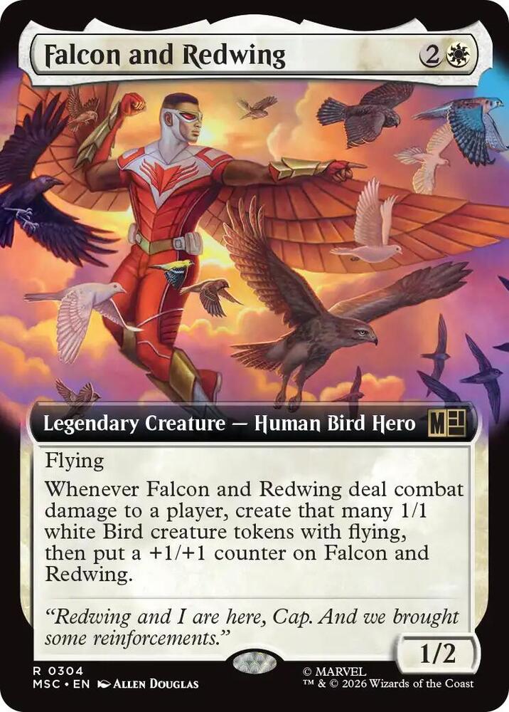 Falcon and Redwing Extended Art 304 (Commander: Marvel Super Heroes)  - Extended Art