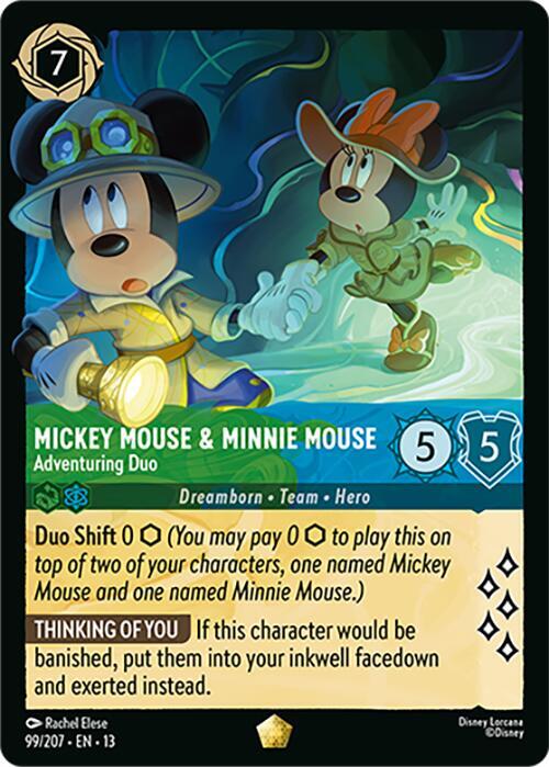Mickey Mouse and Minnie Mouse, Adventuring Duo 99/207 (Attack of the Vine!)  - Cold Foil