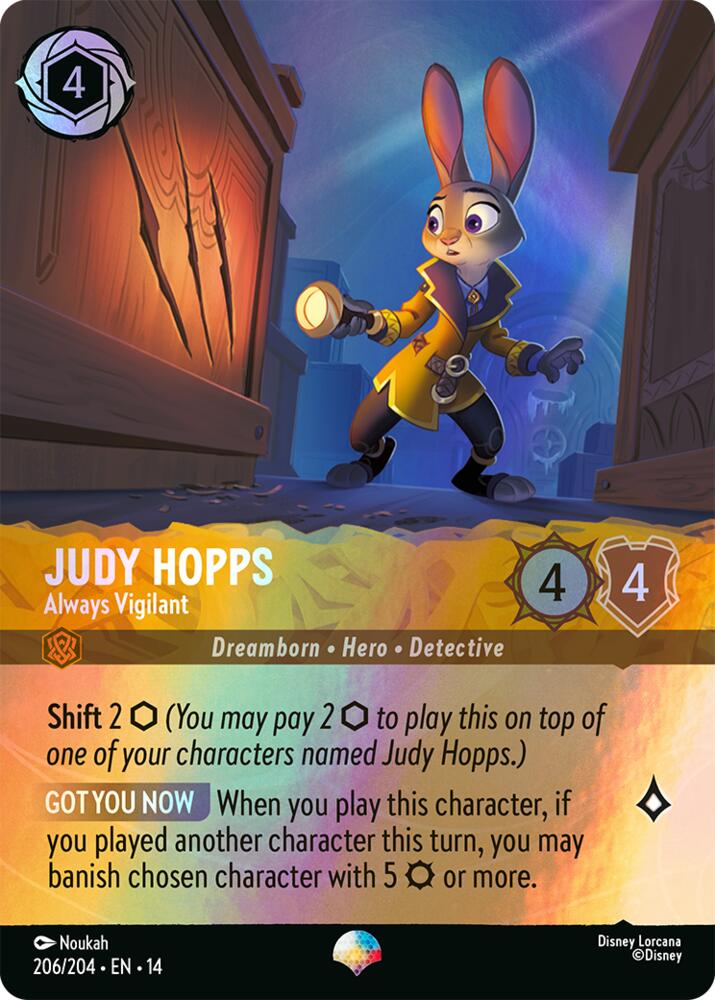 Judy Hopps, Always Vigilant 206/204 (Hyperia City)  - Rainbow Holofoil