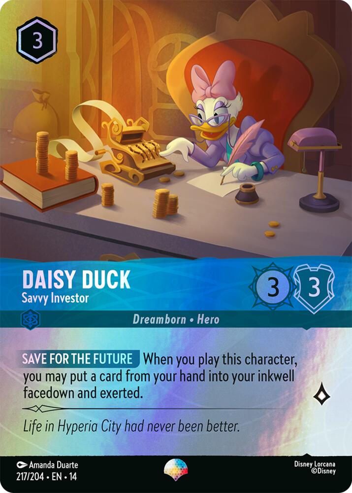 Daisy Duck, Savvy Investor 217/204 (Hyperia City)  - Rainbow Holofoil