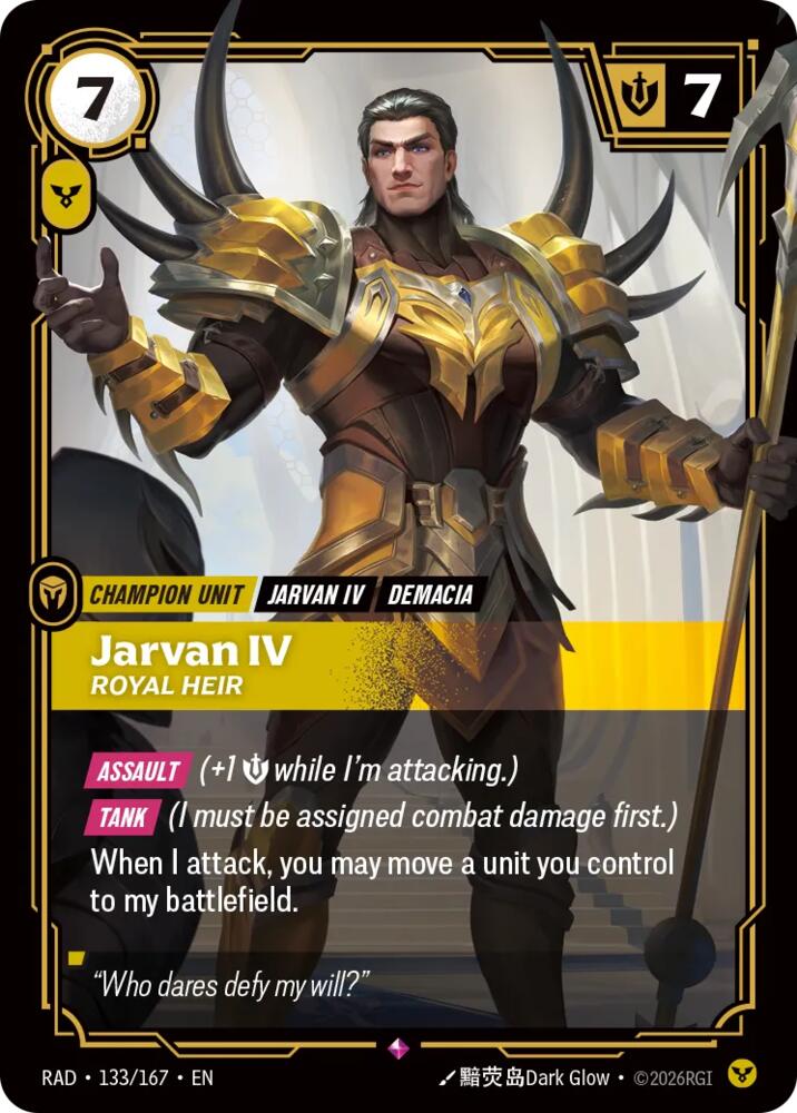 Jarvan IV - Royal Heir 133/167 (Radiance)  - Foil