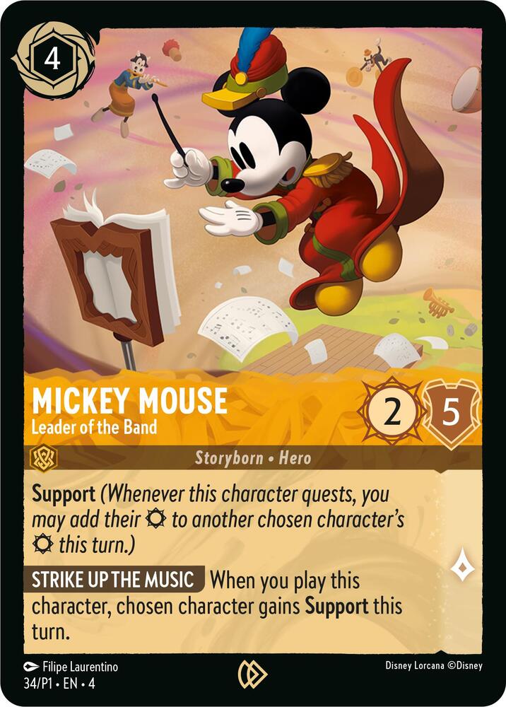 Mickey Mouse Leader of the Band (Disney Lorcana Promo Cards)  - Cold Foil