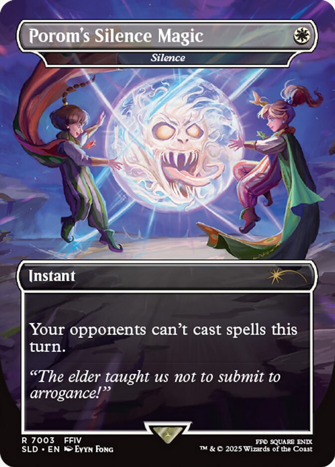 Porom's Silence Magic // Silence 7003 (Secret Lair Drop Series)  - Borderless Rainbow Foil