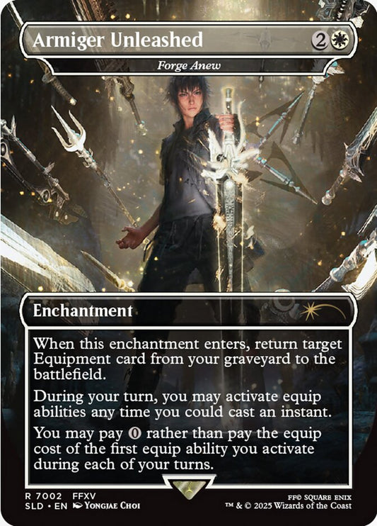 Armiger Unleashed // Forge Anew 7002 (Secret Lair Drop Series)  - Borderless Rainbow Foil