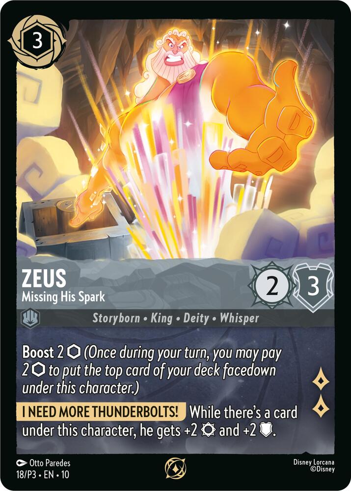 Zeus Missing His Spark (Disney Lorcana Promo Cards)  - Cold Foil