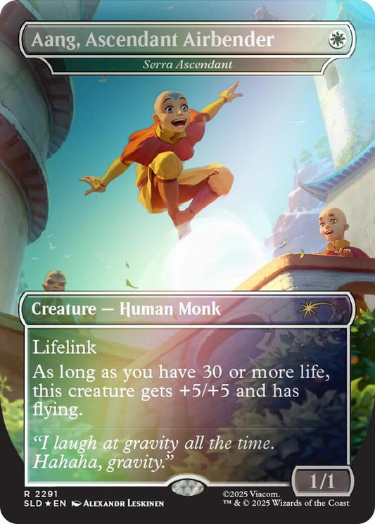 Aang, Ascendant Airbender // Serra Ascendant 2291 (Secret Lair Drop Series)  - Borderless Rainbow Foil