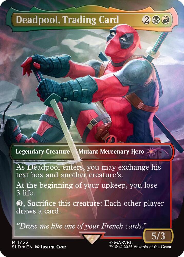 Deadpool, Trading Card 1753 (Secret Lair Drop Series)  - Borderless Rainbow Foil