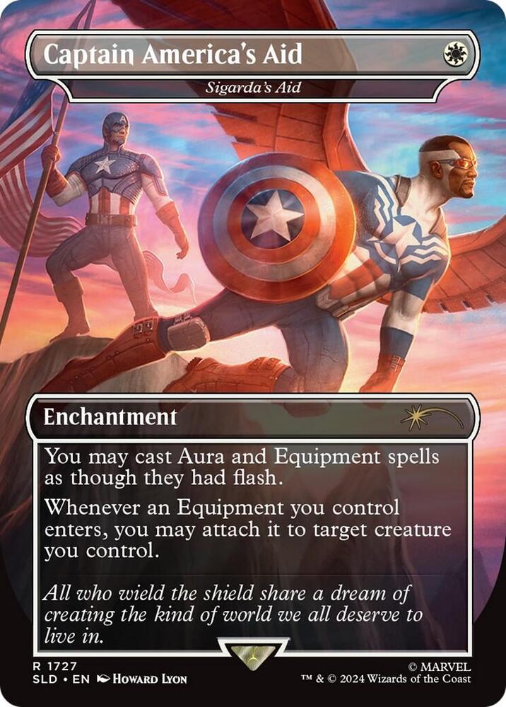 Captain America's Aid // Sigarda's Aid 1727 (Secret Lair Drop Series)  - Borderless Foil