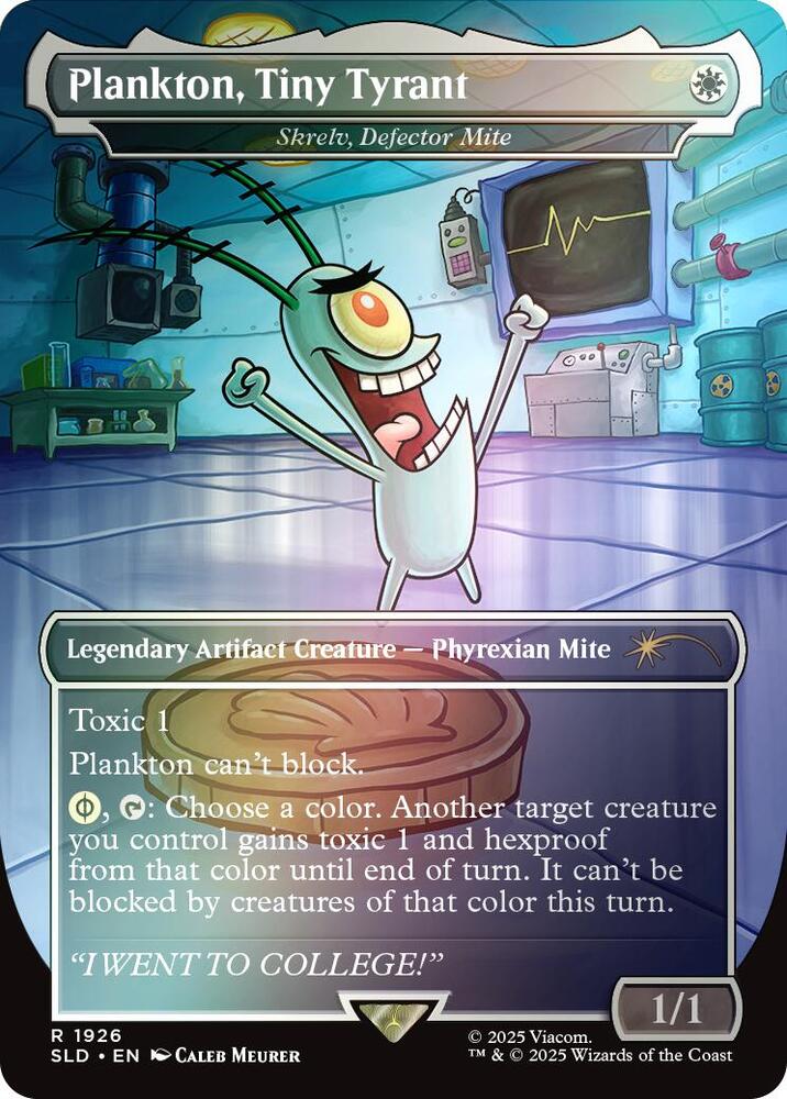 Plankton, Tiny Tyrant // Skrelv, Defector Mite 1926 (Secret Lair Drop Series)  - Borderless Rainbow Foil