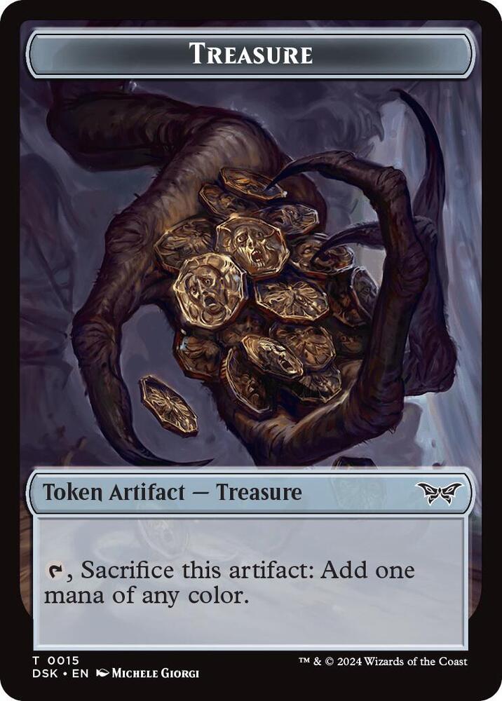 Treasure Copy Double Sided Token 15 // 1 (Duskmourn: House of Horror)  - Foil