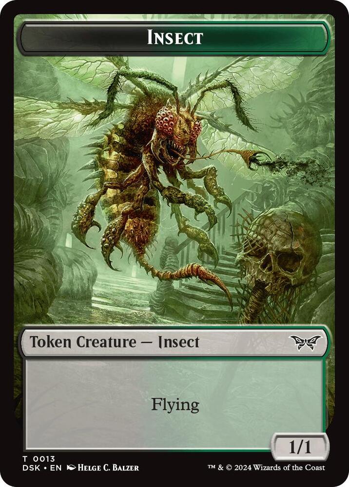 Insect 0013 Spider Double Sided Token 13 // 12 (Duskmourn: House of Horror)  - Foil