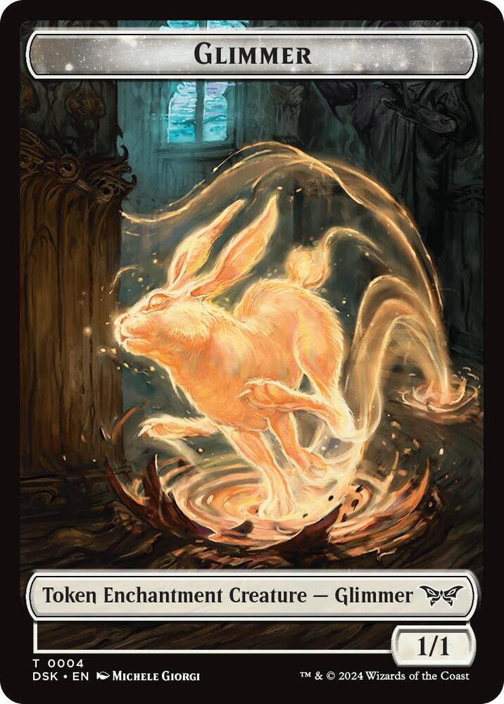 Glimmer Spirit 0006 Double Sided Token 4 // 6 (Duskmourn: House of Horror)  - Foil