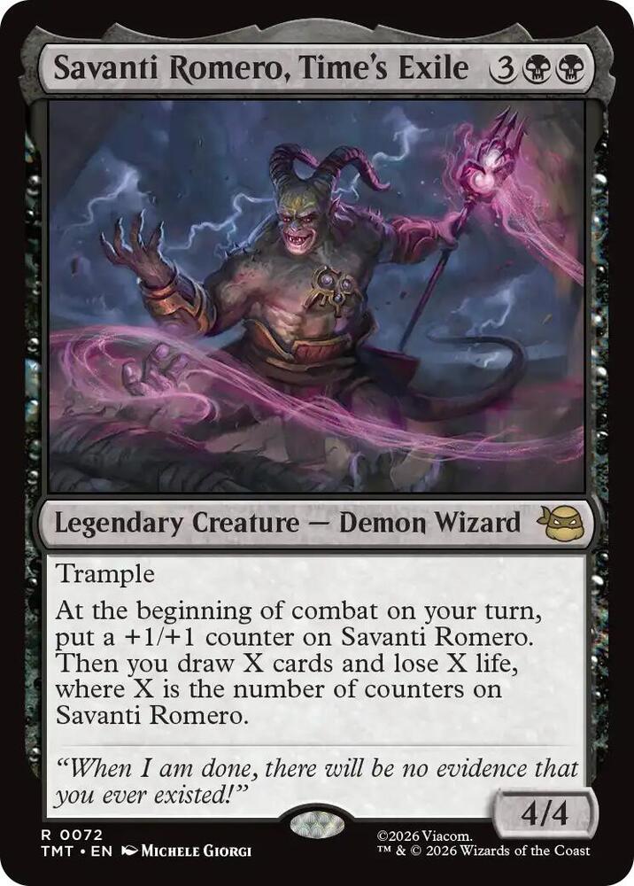 Savanti Romero, Time's Exile 72/190 (Teenage Mutant Ninja Turtles)  - Foil