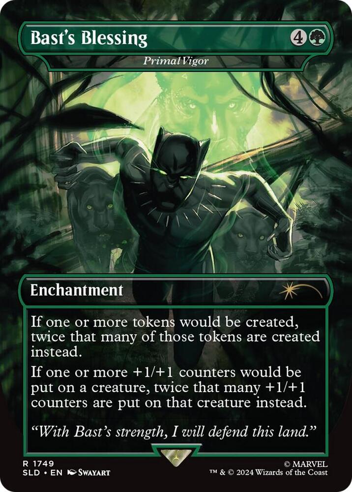 Basts Blessing // Primal Vigor 1749 (Secret Lair Drop Series)  - Borderless Rainbow Foil