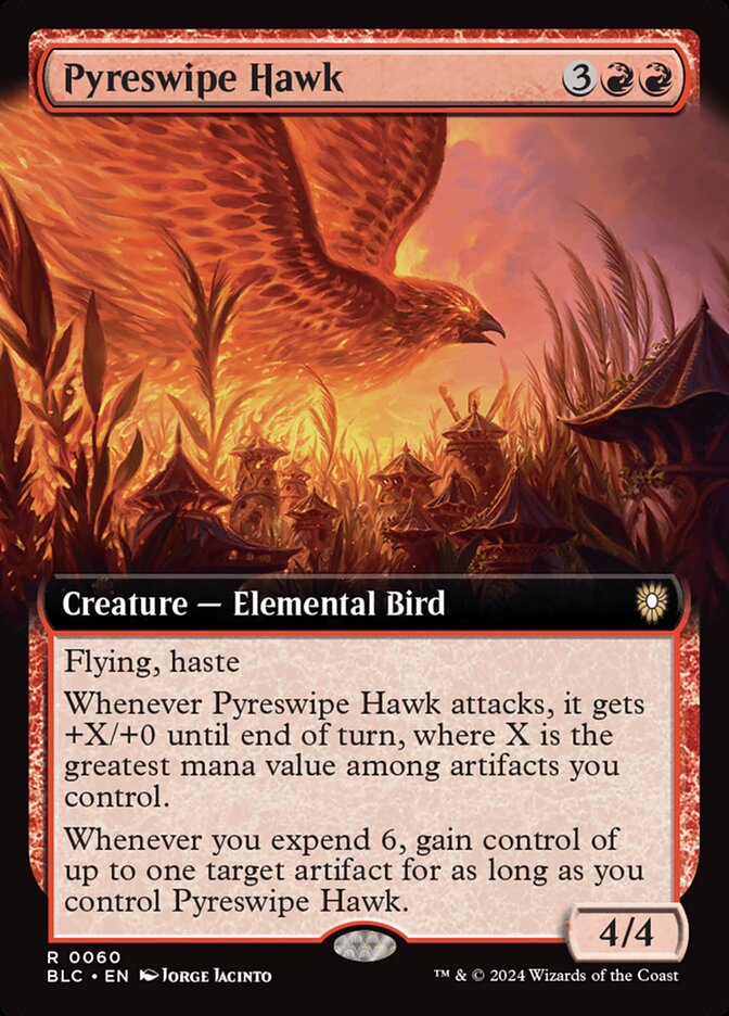 Pyreswipe Hawk 60 (Commander: Bloomburrow)  - Extended Art
