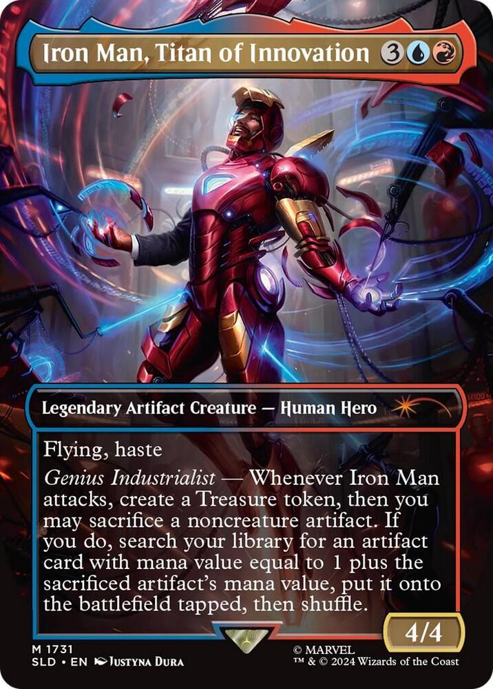 Iron Man, Titan of Innovation 1731 (Secret Lair Drop Series)  - Borderless Rainbow Foil