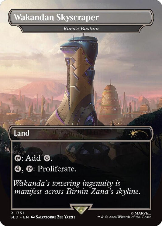 Wakandan Skyscraper // Karn's Bastion 1751 (Secret Lair Drop Series)  - Borderless Rainbow Foil