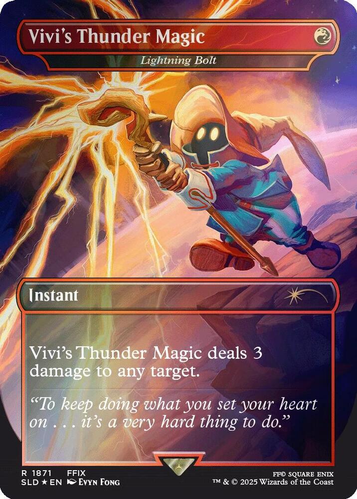 Vivi's Thunder Magic // Lightning Bolt 1871 (Secret Lair Drop Series)  - Borderless Rainbow Foil