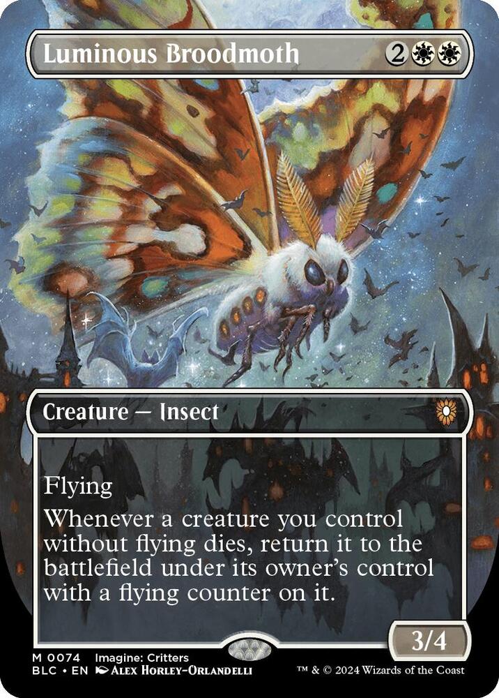 Luminous Broodmoth 74 (Commander: Bloomburrow)  - Borderless Foil