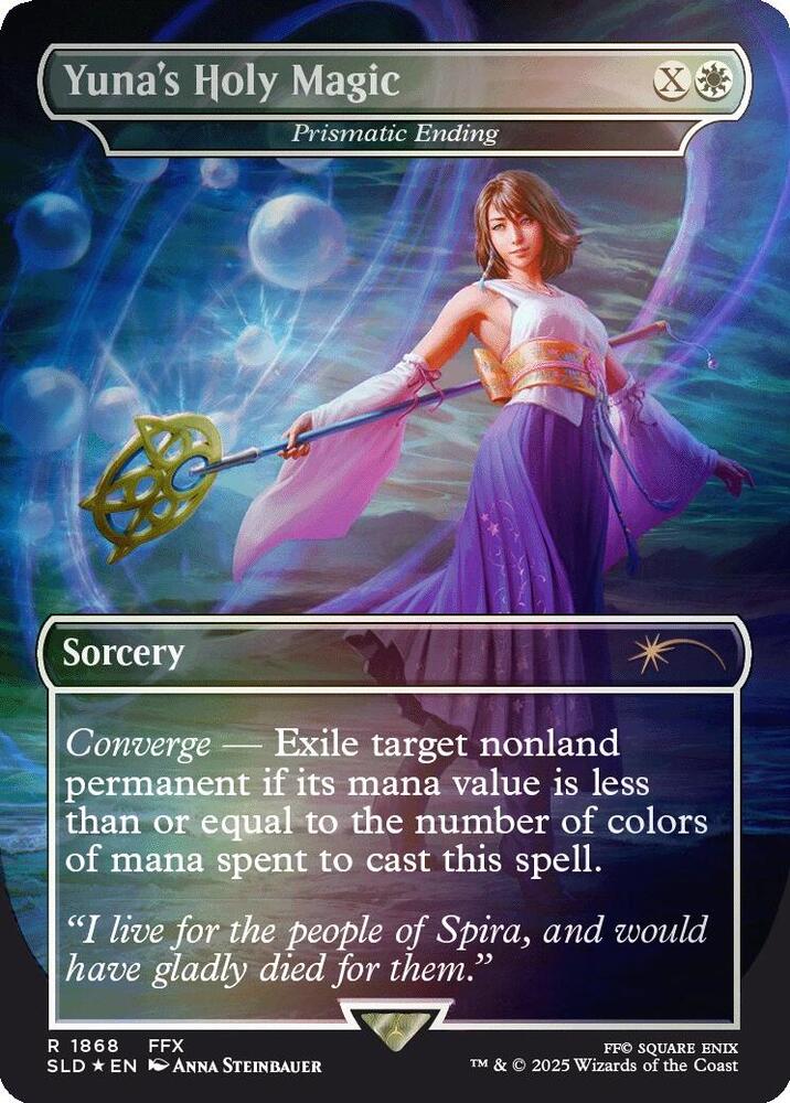 Yuna's Holy Magic // Prismatic Ending 1868 (Secret Lair Drop Series)  - Borderless Rainbow Foil