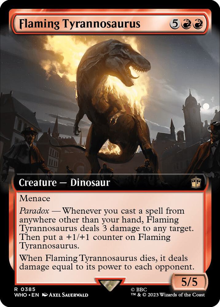 Flaming Tyrannosaurus 385/331 (Universes Beyond: Doctor Who)  - Extended Art