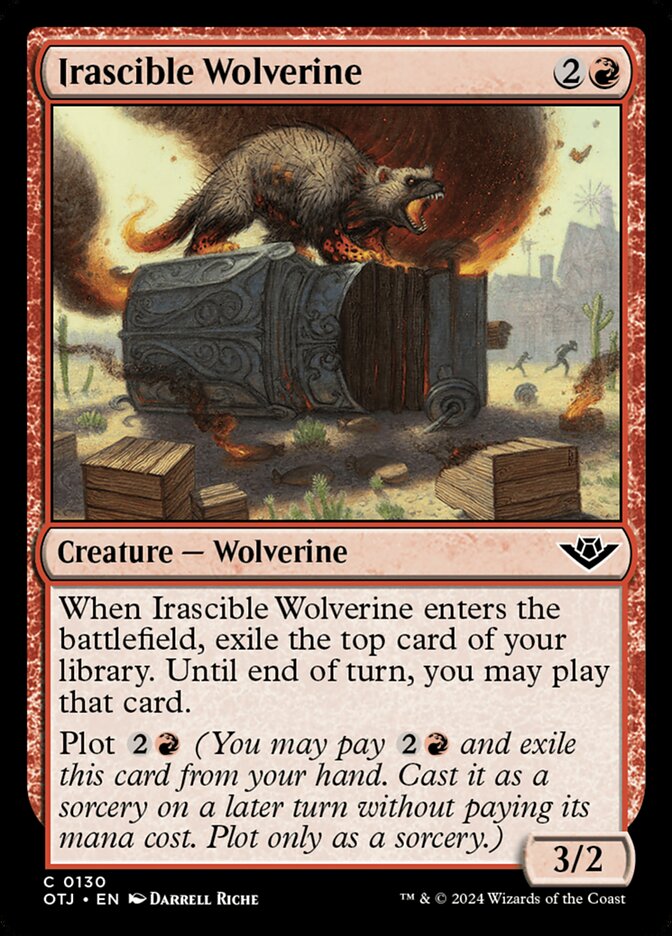 Irascible Wolverine 130/286 (Outlaws of Thunder Junction)  - Foil
